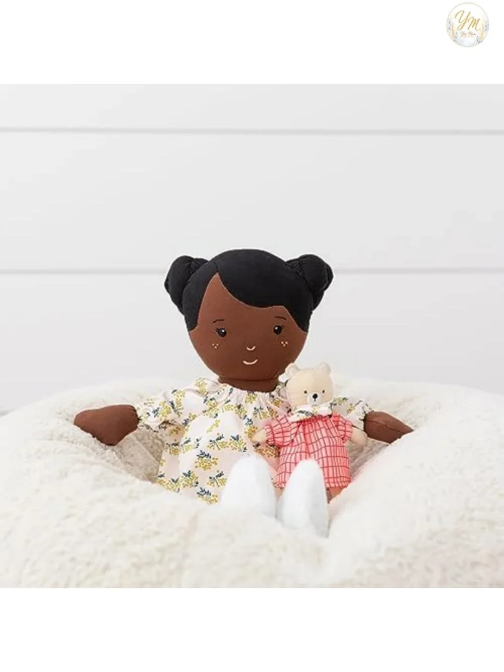 14 inch machine washable doll with removable outfit and teddy bear companion